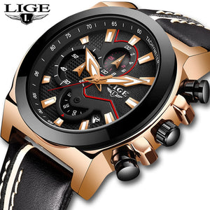 LIGE Brand Sport Men Watch Top Brand Luxury her Waterproof Chronograph Quartz Military Wrist Watch Men Clock+Box