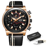LIGE Brand Sport Men Watch Top Brand Luxury her Waterproof Chronograph Quartz Military Wrist Watch Men Clock+Box