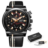 LIGE Brand Sport Men Watch Top Brand Luxury her Waterproof Chronograph Quartz Military Wrist Watch Men Clock+Box