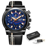 LIGE Brand Sport Men Watch Top Brand Luxury her Waterproof Chronograph Quartz Military Wrist Watch Men Clock+Box