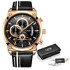 LIGE Fashion Mens Watches Male Top Gold Quartz Watch Men Casual Leather Waterproof atch