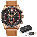 New LIGE Luxury Brand Men Analog Leather Sports Watches Men's Armate Quartz Clock Relogio Masculino 2019