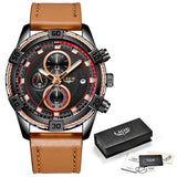 New LIGE Luxury Brand Men Analog Leather Sports Watches Men's Armate Quartz Clock Relogio Masculino 2019